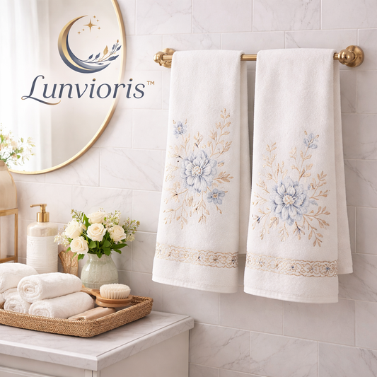 Lunvioris™ Deluxe Floral Embroidered Bath Towels