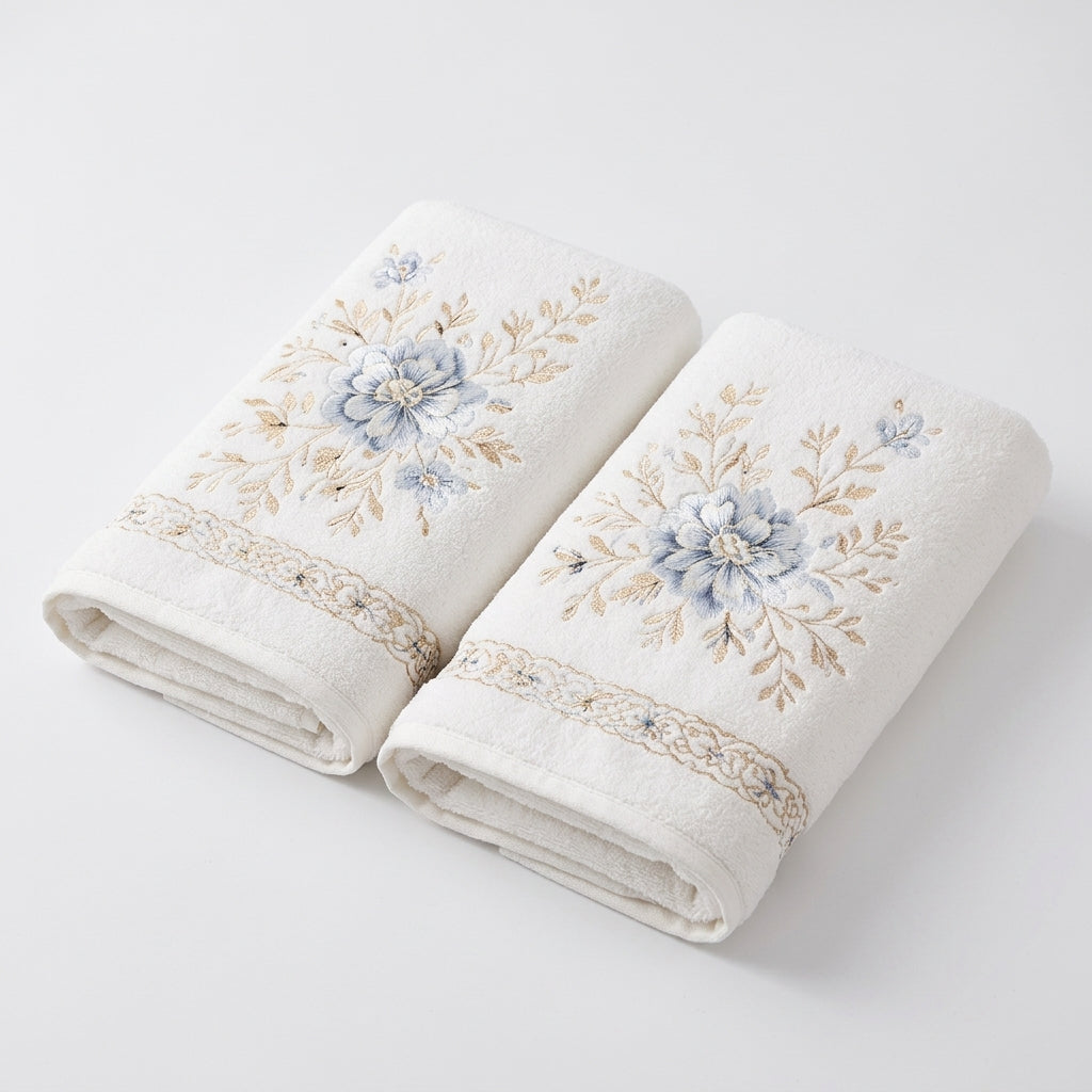 Lunvioris™ Deluxe Floral Embroidered Bath Towels