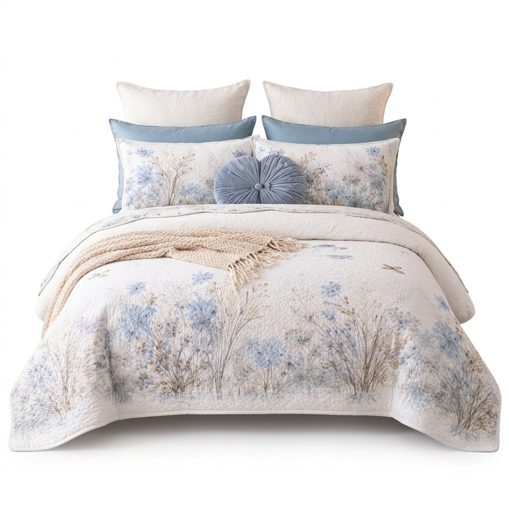 Lunvioris™ Serene Blossom Quilted Bedding Set